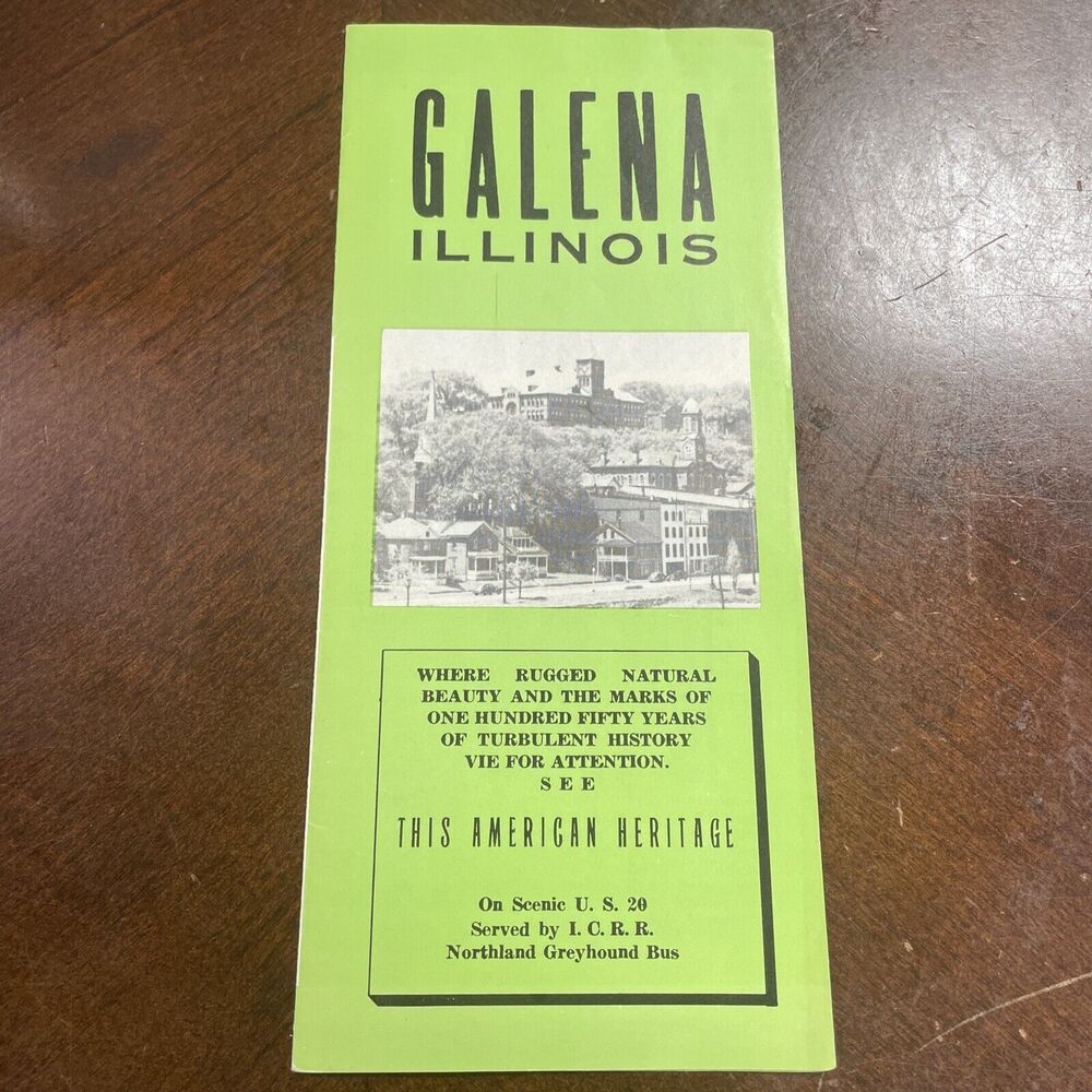 Vintage 1960s Multifold Travel Brochure Galena Illinois Little Switzerland